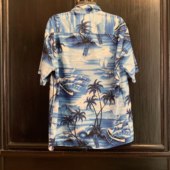 🌴 Men’s Hawaiian Shirt Tikis Canoes Rayon 🌴 - Picture 6 of 8